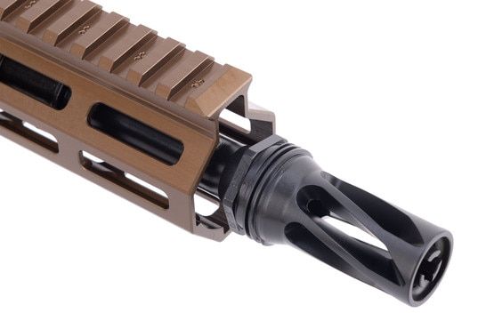 Geissele Super Duty MOD1 5.56 NATO Upper Receiver has a suppressor-ready HUXWRX Flash Hider.